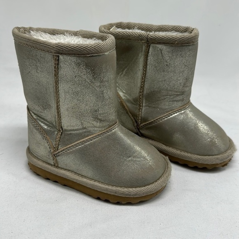 Childrens Toddler Kids Metallic Gold Boots Size 5